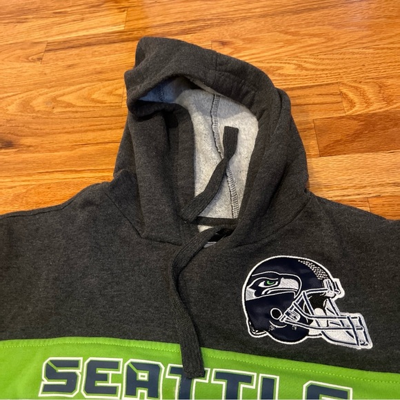 Seattle Seahawks Starter Extreme Pullover Hoodie HeatherCharcoal/CollegeNavy Med - Picture 5 of 9